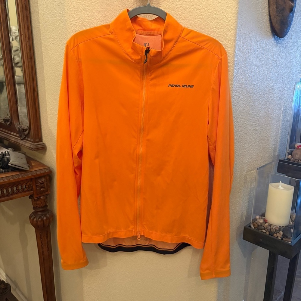 Pearl Izumi Men Orange Pro Barrier Cycling Lightweight Zipped Jacket Size XL